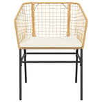 5 Piece Garden Dining Set with Cushions Brown Poly Rattan Glass
