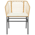7 Piece Garden Dining Set with Cushions Brown Poly Rattan Glass