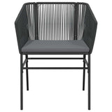 3 Piece Garden Dining Set with Cushions Black Poly Rattan Glass
