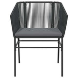 5 Piece Garden Dining Set with Cushions Black Poly Rattan Glass