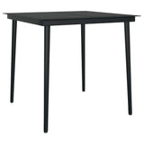 5 Piece Garden Dining Set with Cushions Black Poly Rattan Glass - Rear View