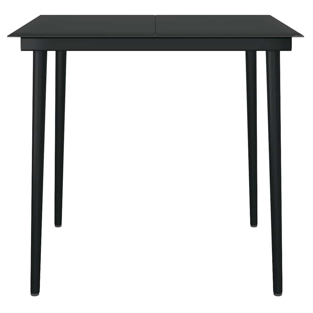 5 Piece Garden Dining Set with Cushions Black Poly Rattan Glass