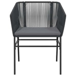 5 Piece Garden Dining Set with Cushions Black Poly Rattan Glass