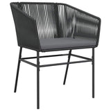 5 Piece Garden Dining Set with Cushions Black Poly Rattan Glass - Top-Down View