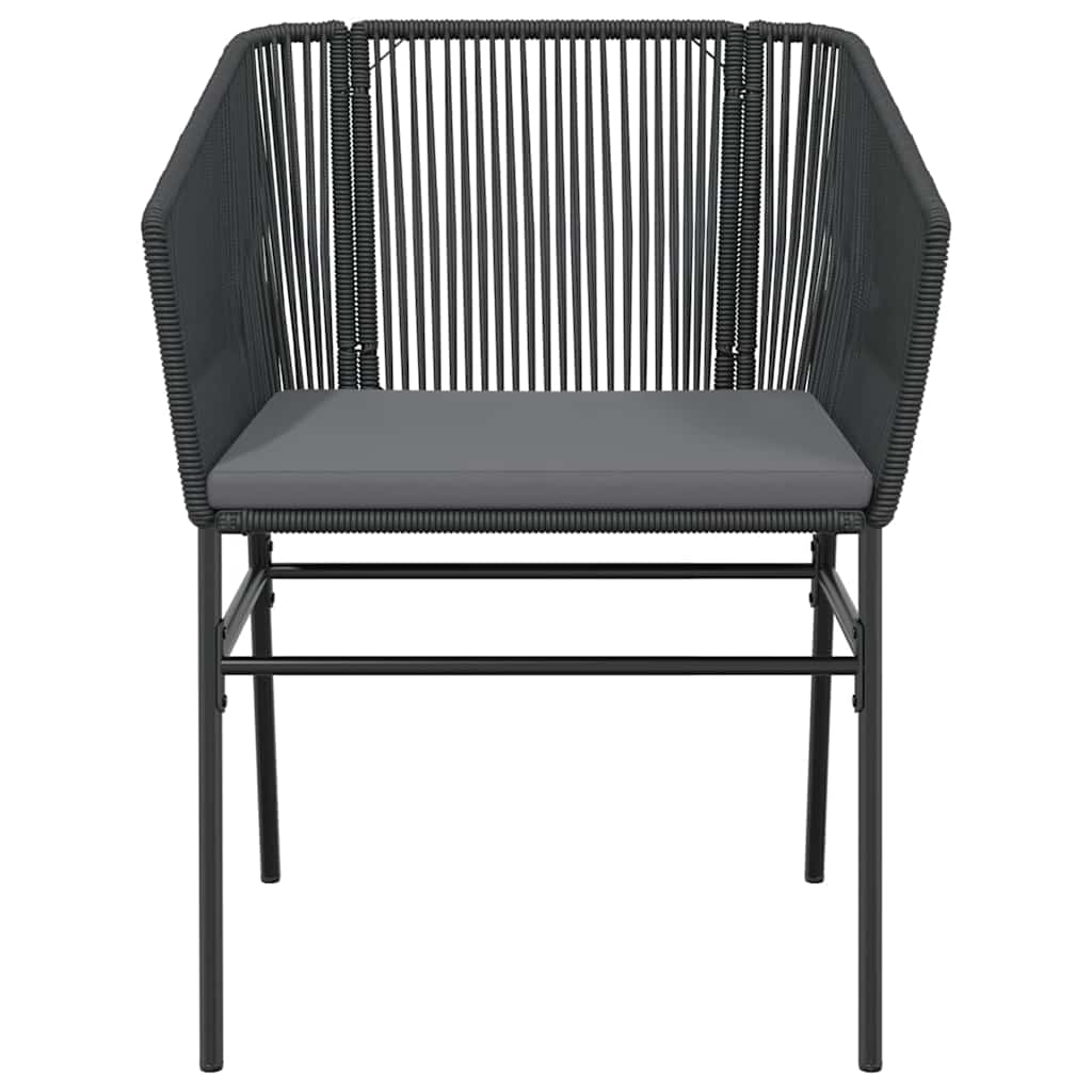 7 Piece Garden Dining Set with Cushions Black Poly Rattan Glass