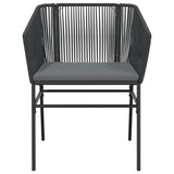 7 Piece Garden Dining Set with Cushions Black Poly Rattan Glass - 45-Degree Angle