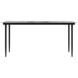 7 Piece Garden Dining Set with Cushions Black Poly Rattan Glass - Close-Up Angle