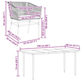 7 Piece Garden Dining Set with Cushions Black Poly Rattan Glass - Extra Image