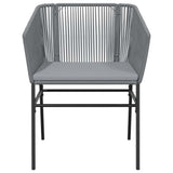 3 Piece Garden Dining Set with Cushions Grey Poly Rattan Glass - 45-Degree Angle