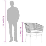 3 Piece Garden Dining Set with Cushions Grey Poly Rattan Glass - Extra Image