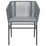 5 Piece Garden Dining Set with Cushions Grey Poly Rattan Glass - 45-Degree Angle