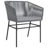 5 Piece Garden Dining Set with Cushions Grey Poly Rattan Glass - Top-Down View