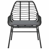 3 Piece Garden Dining Set with Cushions Black Poly Rattan Glass