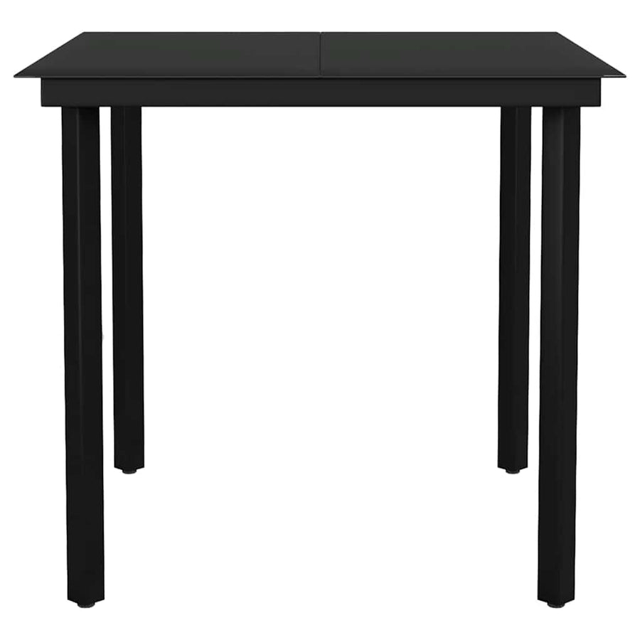 3 Piece Garden Dining Set with Cushions Black Poly Rattan Glass