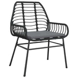 5 Piece Garden Dining Set with Cushions Black Poly Rattan Glass - Top-Down View