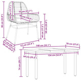 5 Piece Garden Dining Set with Cushions Black Poly Rattan Glass - Extra Image