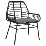 5 Piece Garden Dining Set with Cushions Black Poly Rattan Glass - Top-Down View