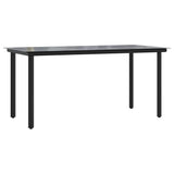5 Piece Garden Dining Set with Cushions Black Poly Rattan Glass - 45-Degree Angle