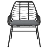 5 Piece Garden Dining Set with Cushions Black Poly Rattan Glass - Rear View