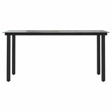 5 Piece Garden Dining Set with Cushions Black Poly Rattan Glass - Close-Up Angle
