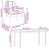 5 Piece Garden Dining Set with Cushions Black Poly Rattan Glass - Extra Image