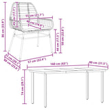 5 Piece Garden Dining Set with Cushions Brown Poly Rattan Glass