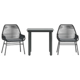 3 Piece Garden Dining Set with Cushions Black Poly Rattan Glass