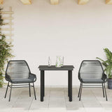 3 Piece Garden Dining Set with Cushions Black Poly Rattan Glass