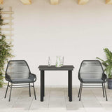 3 Piece Garden Dining Set with Cushions Black Poly Rattan Glass - Side View