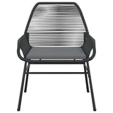 5 Piece Garden Dining Set with Cushions Black Poly Rattan Glass - Rear View