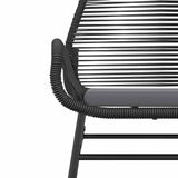 5 Piece Garden Dining Set with Cushions Black Poly Rattan Glass - Low Angle