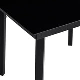 5 Piece Garden Dining Set with Cushions Black Poly Rattan Glass - Extra Image