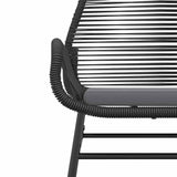 5 Piece Garden Dining Set with Cushions Black Poly Rattan Glass - Low Angle