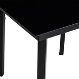 5 Piece Garden Dining Set with Cushions Black Poly Rattan Glass - Extra Image