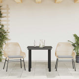 3 Piece Garden Dining Set with Cushions Brown Poly Rattan Glass - Side View