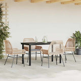 5 Piece Garden Dining Set with Cushions Brown Poly Rattan Glass - Side View