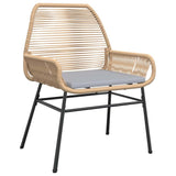 7 Piece Garden Dining Set with Cushions Brown Poly Rattan Glass