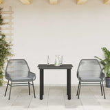 3 Piece Garden Dining Set with Cushions Grey Poly Rattan Glass - Side View