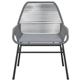 3 Piece Garden Dining Set with Cushions Grey Poly Rattan Glass - Rear View