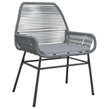 5 Piece Garden Dining Set with Cushions Grey Poly Rattan Glass - Top-Down View