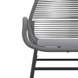 5 Piece Garden Dining Set with Cushions Grey Poly Rattan Glass - Low Angle