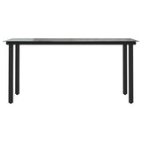 5 Piece Garden Dining Set with Cushions Grey Poly Rattan Glass - Close-Up Angle