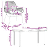 5 Piece Garden Dining Set with Cushions Grey Poly Rattan Glass - Extra Image