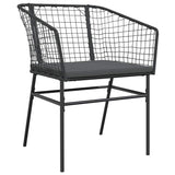 3 Piece Garden Dining Set with Cushions Black Poly Rattan Glass - Top-Down View