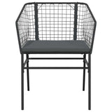 3 Piece Garden Dining Set with Cushions Black Poly Rattan Glass