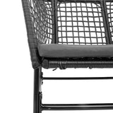 3 Piece Garden Dining Set with Cushions Black Poly Rattan Glass - Low Angle