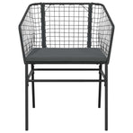 5 Piece Garden Dining Set with Cushions Black Poly Rattan Glass