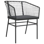 5 Piece Garden Dining Set with Cushions Black Poly Rattan Glass