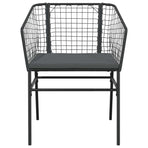 5 Piece Garden Dining Set with Cushions Black Poly Rattan Glass