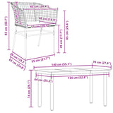 5 Piece Garden Dining Set with Cushions Black Poly Rattan Glass - Extra Image